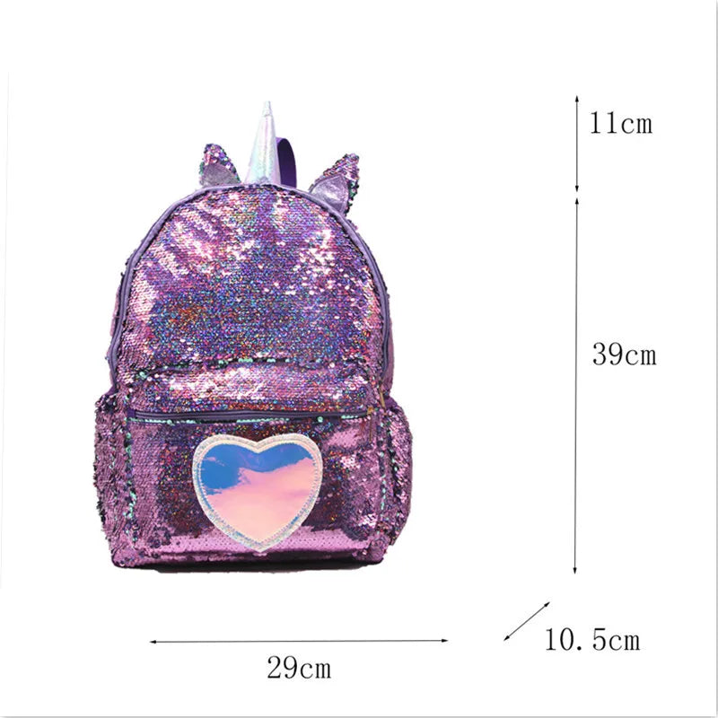 Mochila de lentejuelas de gran capacidad de unicornio para niños, Mochila de dibujos animados para estudiantes, Mochila informal con lentejuelas, mochilas para volver a la escuela
