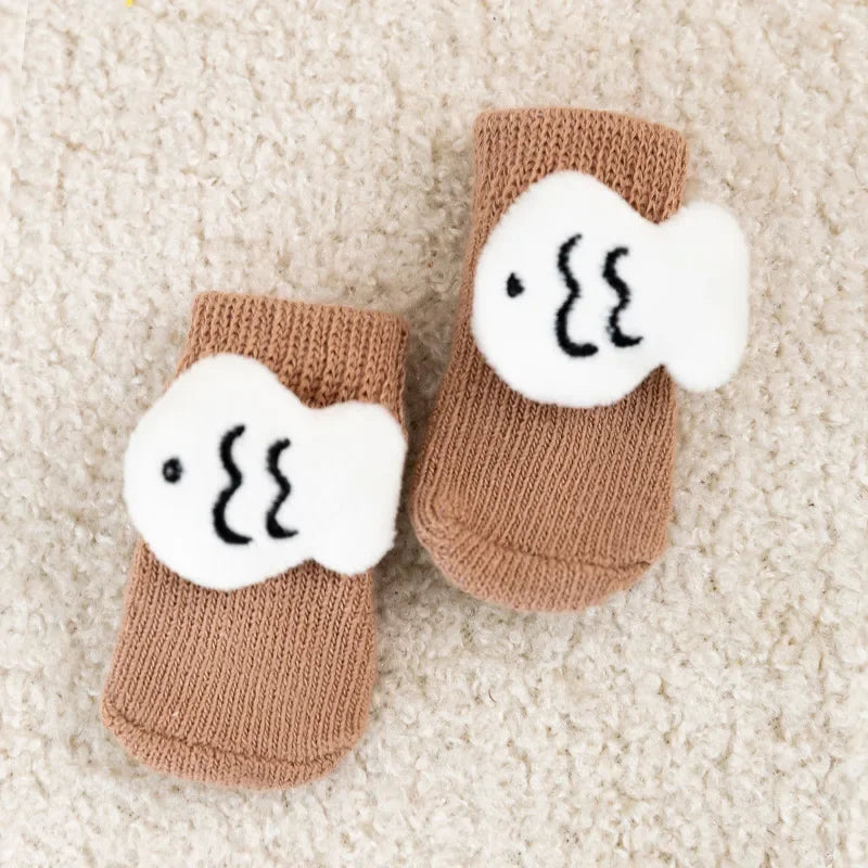 4Pcs/Set Pet Socks Anti Slip Dog Foot Cover Set Teddy Dog Shoes Set 4 Dogs Socks Puppy Socks Dogs Shoes for Small Dogs