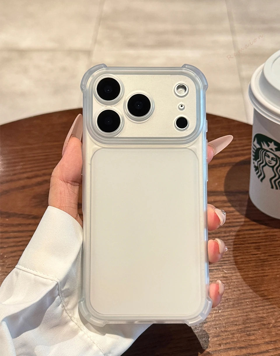 Bonita funda de teléfono transparente mate para iPhone 17 Air 16E 14 15 16 11 12 13 Pro Max Plus X XS MAX XR, funda protectora a prueba de golpes