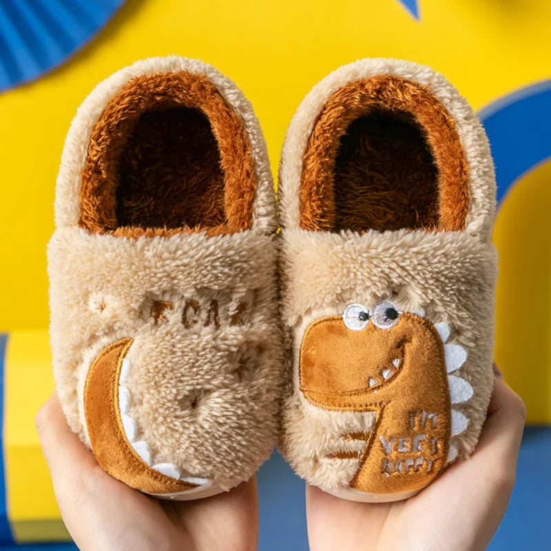 Zapatillas de algodón para bebé de 1 a 3 años, 2 hombres, Otoño/Invierno, antideslizantes para interiores, zapatos de algodón de felpa para niños, bolso con tacón para el hogar