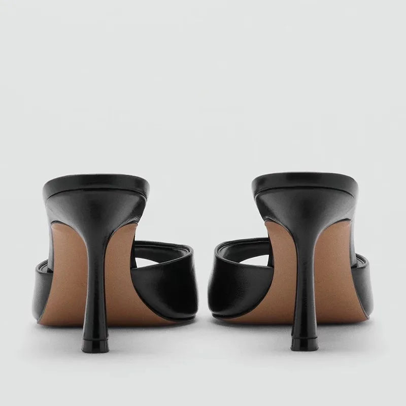 Sandalias de Tacón Alto para Mujer, Primavera-Verano 2026, Nuevas Sandalias Elegantes de Cuero Pintado, Sandalias de Tacón Alto para Uso en Exteriores