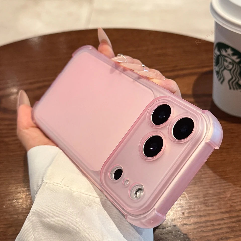 Bonita funda de teléfono transparente mate para iPhone 17 Air 16E 14 15 16 11 12 13 Pro Max Plus X XS MAX XR, funda protectora a prueba de golpes