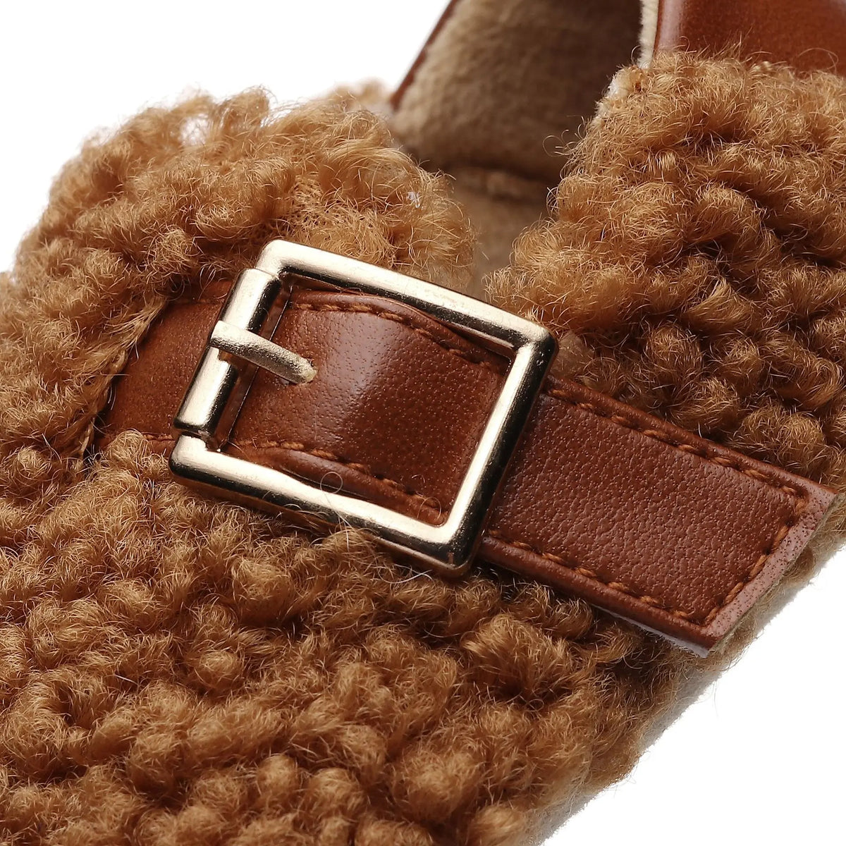 Zapatos para caminar estilo INS para bebés, niños y niñas, primeros pasos, de felpa, gruesos, suaves, cálidos, para invierno y otoño, zapatos de moda