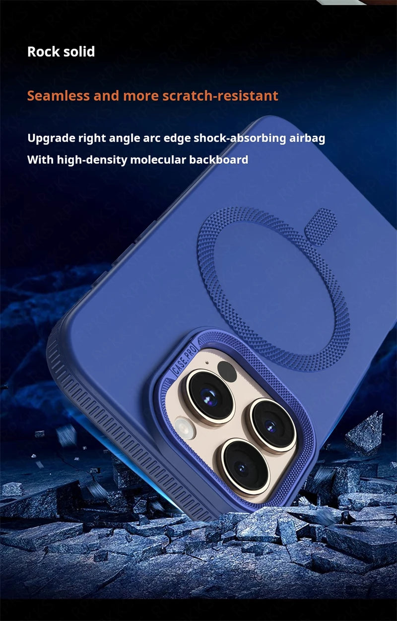 Soporte de marco de lente para funda de teléfono de carga Magsafe para iPhone 16 15 14 13 12 11 Pro Max cubierta de silicona suave dorada magnética del desierto
