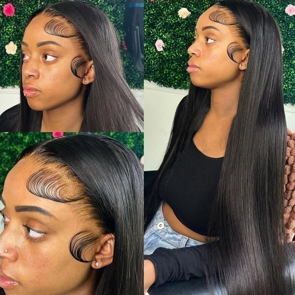 Peluca frontal de encaje HD 13x6 13x4, peluca frontal de encaje de cabello humano de 30 pulgadas, lisa como un hueso, pelucas de cabello humano con encaje transparente, peluca con cierre HD 4x4