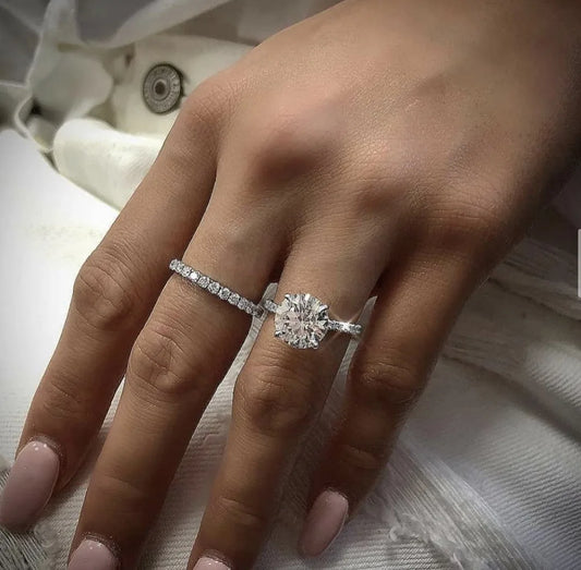 Anillos Plateados en Oferta para Mujer, Diseño Geométrico Punk con Circonita Cúbica, Joyería para Boda o Compromiso, Venta al Por Mayor, Tallas 5-11