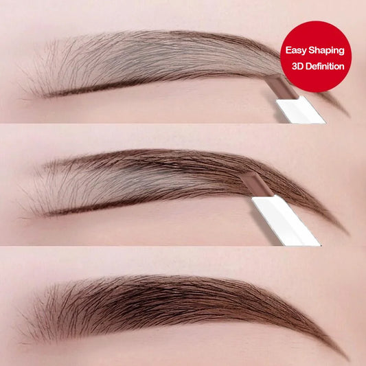 Lápiz de cejas de doble punta de cabeza fina: resistente al agua, duradero, rotación automática, punta de pincel, contorno, natural, certificado, unisex