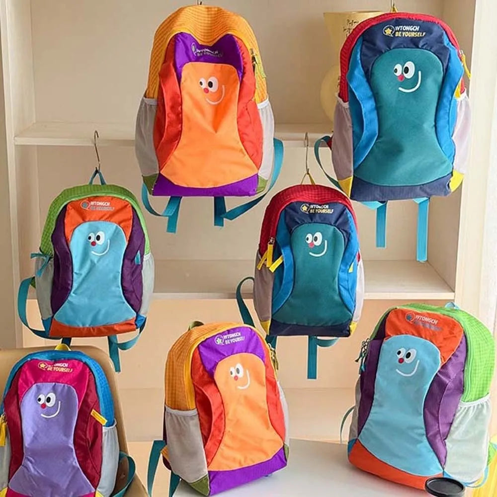 Mochila de tela Oxford para niños, mochila ergonómica con dibujos animados para guardería, mochila ligera y duradera con bloques de color para estudiantes