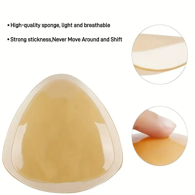 Almohadilla de realce de pecho para mujer, sujetador de silicona autoadhesivo Invisible, almohadillas de Bikini gruesas, sujetador de inserción, estera de mar, 2 uds.