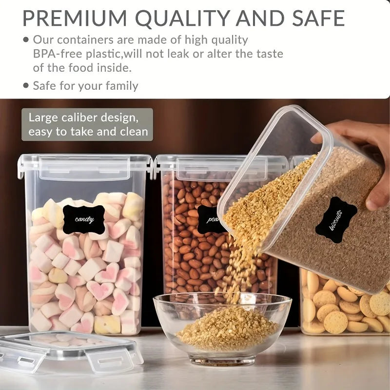 Contenedores herméticos de almacenamiento de alimentos, contenedores de almacenamiento de despensa de cocina para azúcar, harina y suministros para hornear, accesorios de cocina, 6 uds.