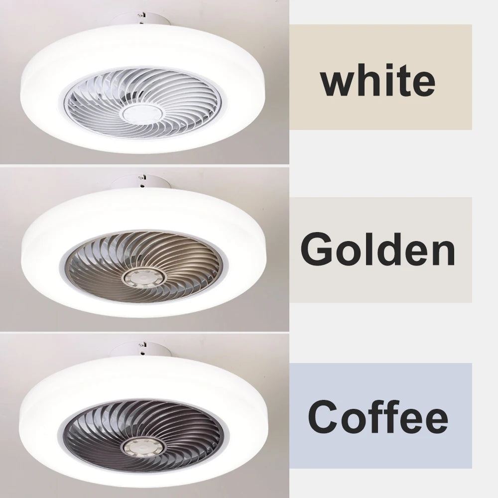 Ventilador de techo inteligente con luces, Control remoto, decoración de dormitorio, lámpara de ventilador, aspas invisibles de aire silenciosas de 52cm