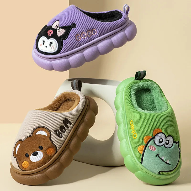Otoño Invierno niños zapatillas de algodón niños pequeños interior antideslizante cálido Zapatilla de casa niños niñas bebé lindo zapatos de felpa de dibujos animados