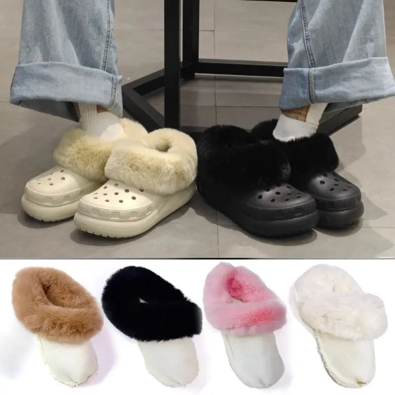 Zapatillas peludas de invierno, plantillas de piel, zuecos para zapatos, forros para zapatos, cubierta de felpa gruesa suave extraíble, forro cálido, 2024