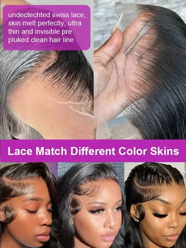 Pelucas de cabello humano ondulado de 40 y 42 pulgadas, peluca de cabello humano con frente de encaje HD 13x6 de 250% de densidad, peluca con cierre de encaje sin brillo 5x5 prearrancada