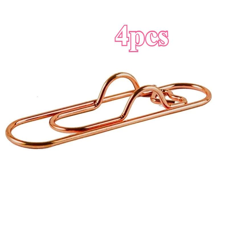 Clip multifuncional para bolígrafo con diseño de amor, 4 unidades, clip de papel portátil con botón para colgar, accesorios de papelería para cuadernos