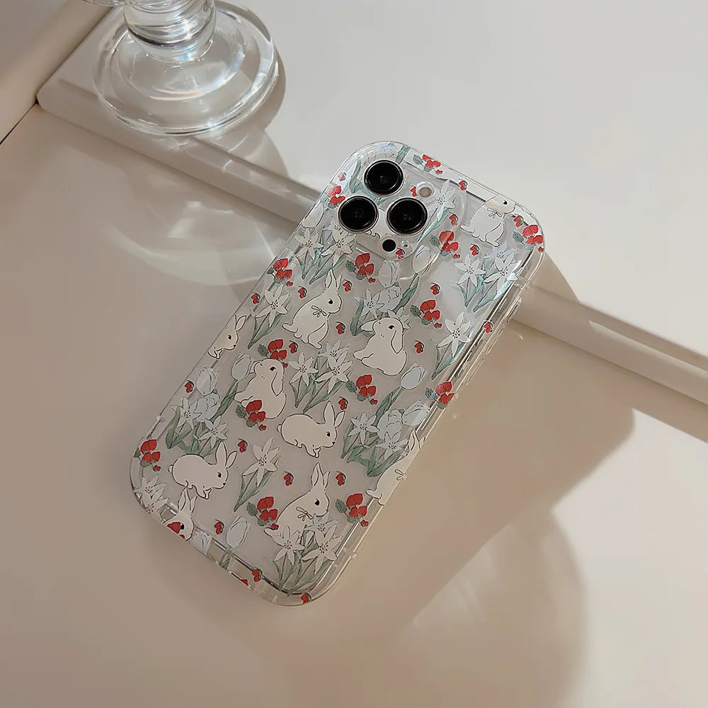 Funda de teléfono con estampado de conejito para Samsung Galaxy S25 S24 S23 S22 S21 S20 Plus Ultra FE A73 A72 A71 A52 A51 A32 Note 20 Airbag