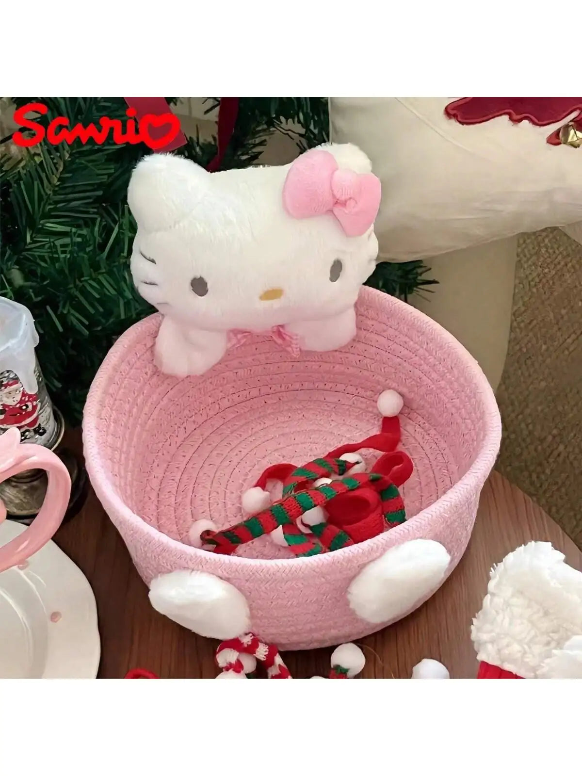 Cesta de almacenamiento Sanrio Hello Kitty Kawaii, bonita caja de almacenamiento para cosméticos y juguetes, caja de almacenamiento para decoración de escritorio Sanrio, 1 ud.