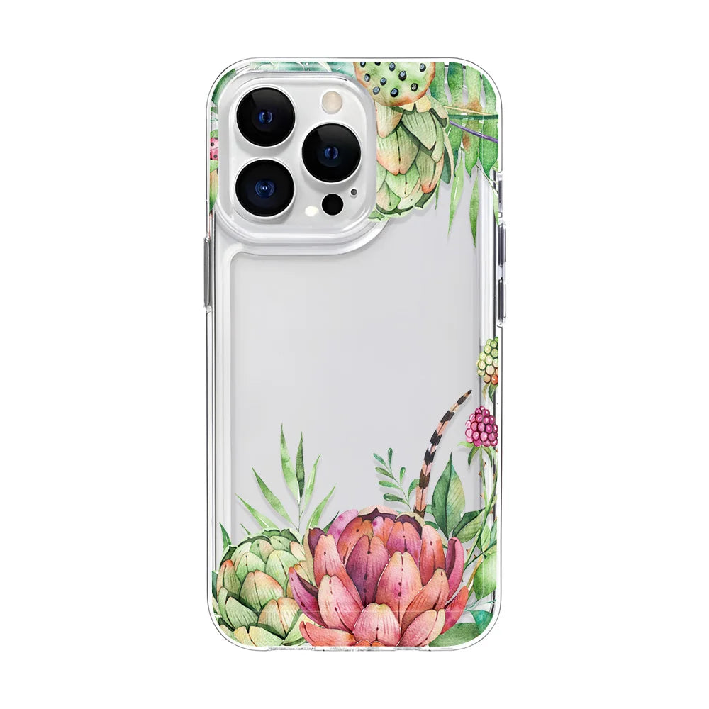 Funda de teléfono transparente con flores para niñas, fundas duras a prueba de golpes para iPhone 16 15 14 13 12 11 Pro Max 16 Plus