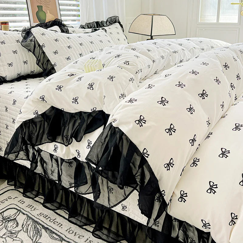 Funda nórdica estampada, funda de edredón de encaje, ropa de cama para habitación de mujeres/niñas, fundas de manta para el hogar, funda nórdica (funda de almohada necesita pedido)