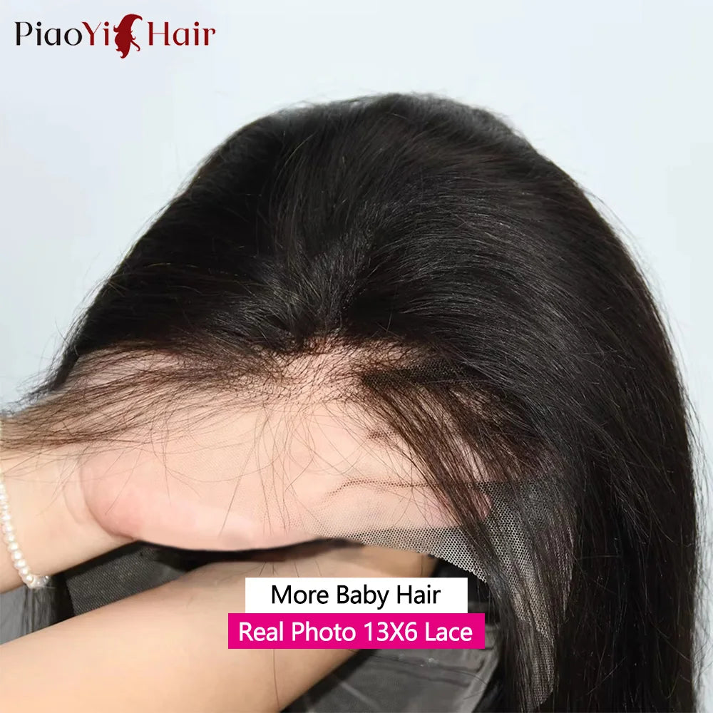 Peluca de cabello humano con encaje Frontal HD 13X6 de 30 pulgadas, peluca Frontal de encaje transparente HD recta, cabello humano brasileño de 210% de densidad