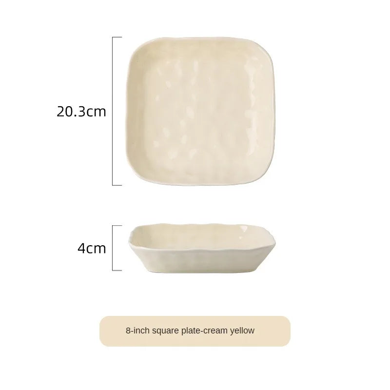 Juego de cuencos y platos de cerámica de estilo nórdico para uso doméstico, alta belleza, Simple, crema, vajilla de cerámica, nuevo