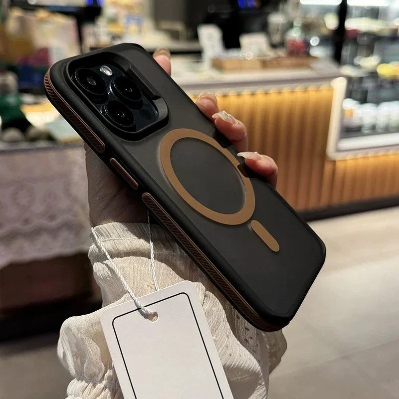 Funda de teléfono con armadura mate de lujo para iPhone 16 15 14 11 12 13 Pro Max Plus Magsafe, Fundas traseras con parachoques magnético, Funda Coque