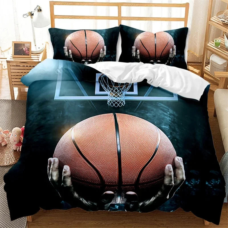 Funda nórdica de baloncesto, juego de cama deportivo para juegos, funda de edredón para jugadores de baloncesto, dormitorio para adolescentes y adultos