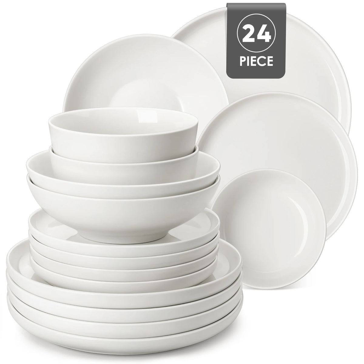 MALACASA 12/16/18/24 Uds platos de porcelana juegos de vajilla juego de platos de cerámica con plato de cena/postre/cuenco de cereales/sopa de 4/6 Uds