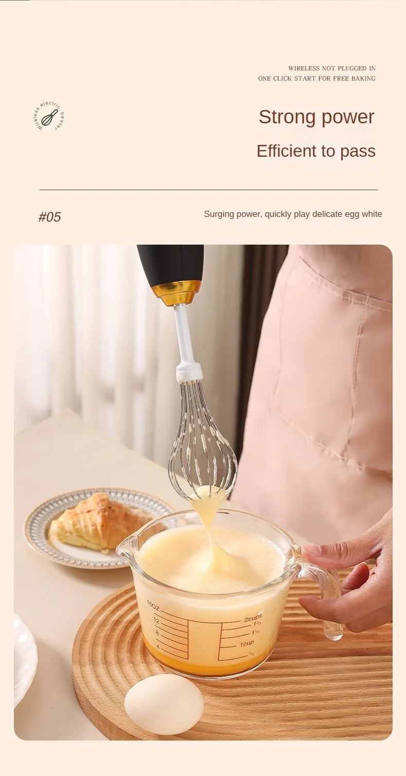 Batidora de Huevos Eléctrica de Mano, 3 Velocidades, Doble Varilla, Cargador, Batidora de Cocina, Mezcladora de Claras, Máquina para Hacer Crema de Mantequilla y Pasteles