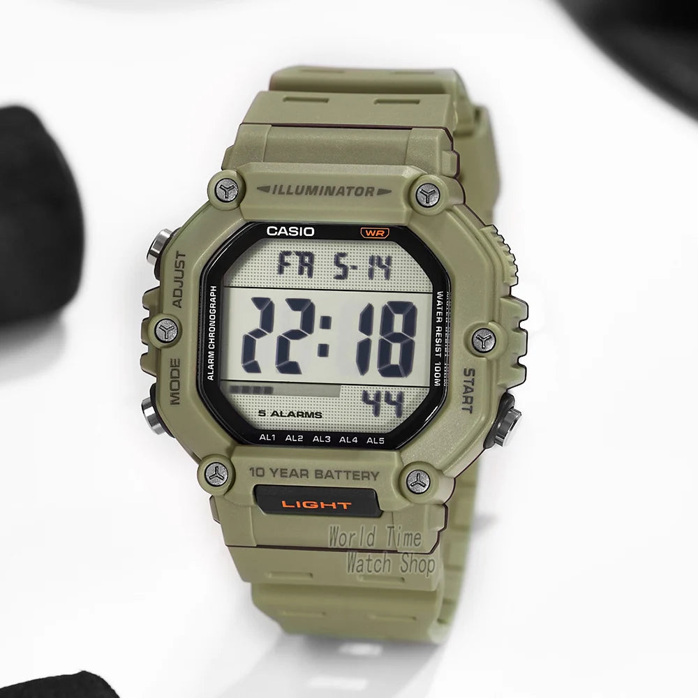 Reloj Casio con batería de 10 años de duración, 100m, resistente al agua, moda deportiva, reloj electrónico multifunción para exteriores, reloj masculino AE-1600