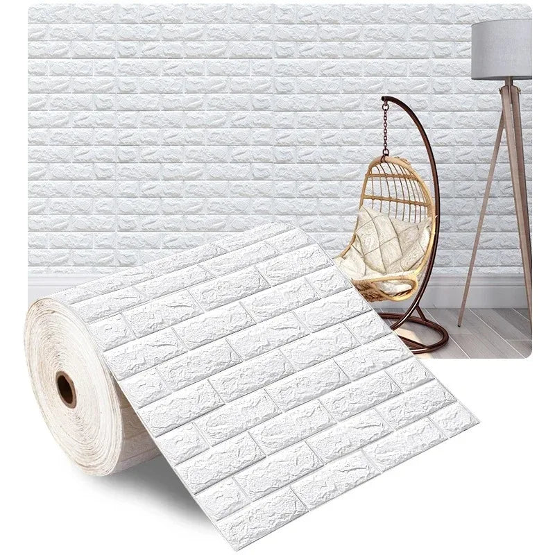 Papel tapiz autoadhesivo de 70cm x 10m, decoración de papel tapiz de ladrillo de espuma antigua, pegatina de pared 3D impermeable para sala de estar y dormitorio