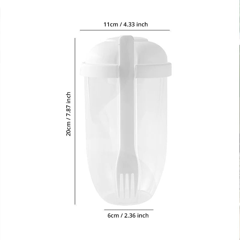 Botella portátil blanca/verde, recipiente para ensalada, ensaladera Bento en forma de botella para fiambrera con tenedor, ensaladera, 1 ud.