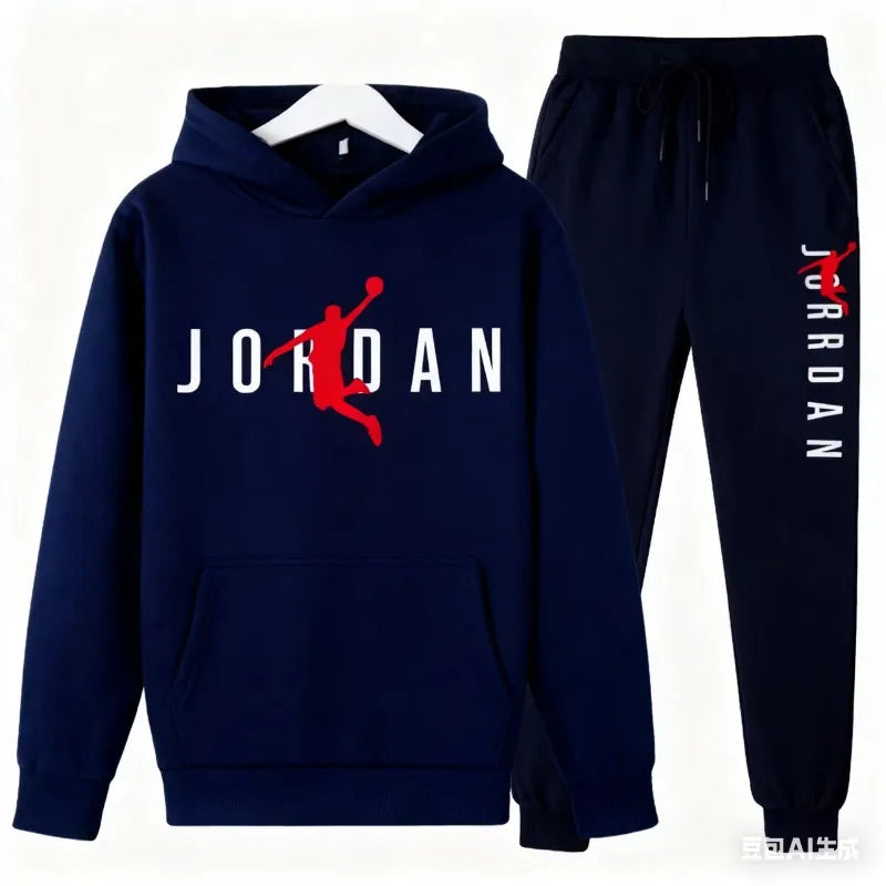 Traje de baloncesto con capucha informal para niños, chaqueta de dos piezas con capucha para primavera y otoño, traje deportivo para exteriores para niños y niñas