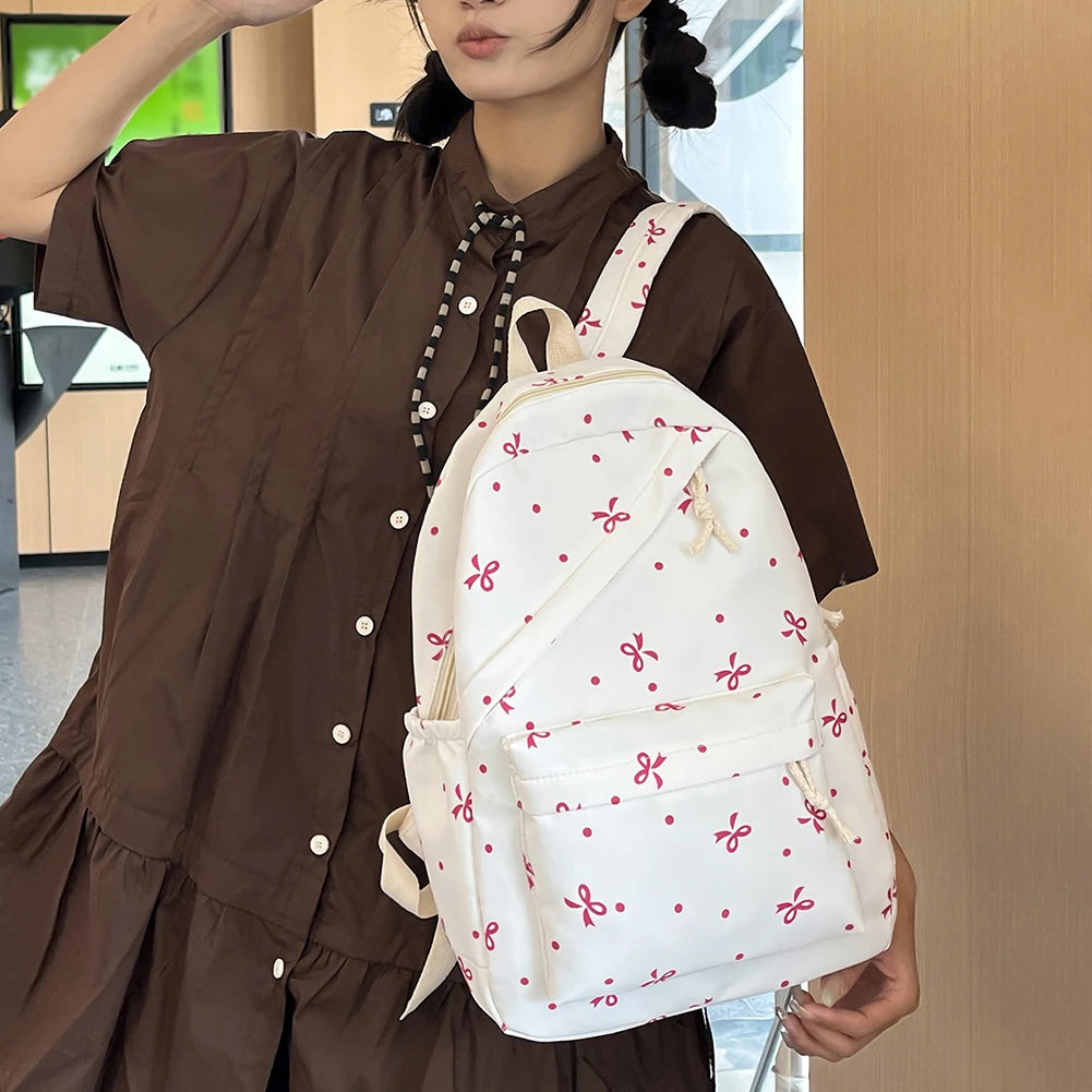 Mochila escolar universitaria con pajarita, 3 uds., con fiambrera, estuche para lápices, mochilas bonitas para niñas, conjunto de mochila escolar para chicas adolescentes