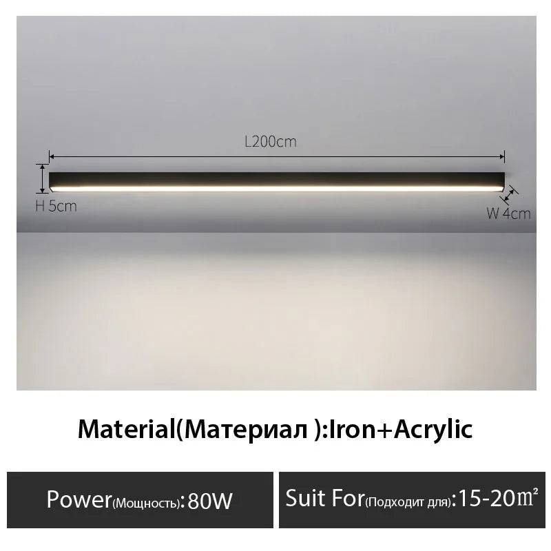 Luces de techo para balcón, lámpara LED de tira larga para pasillo, dormitorio, comedor, sala de estar, guardarropa, lámpara de techo, decoración de cocina de isla