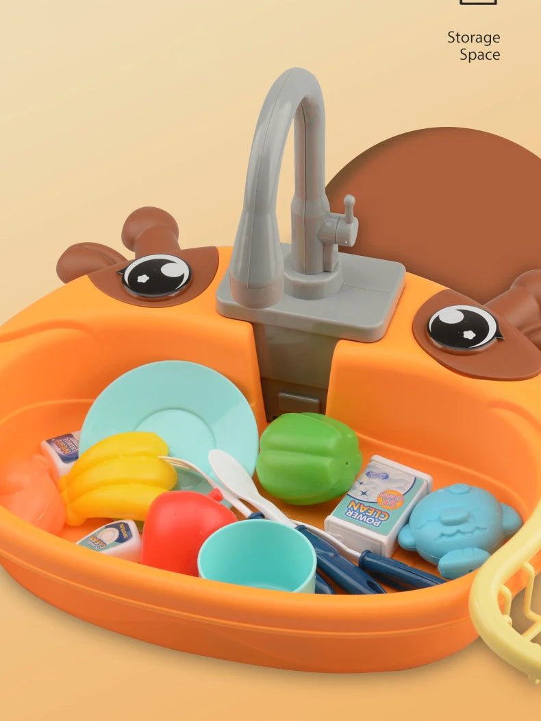 Fregadero de cocina para niños, juguetes de simulación, lavavajillas eléctrico, Mini cocina, comida, juego de casa de juego de imitación, juego de rol para niños, juguetes para niñas