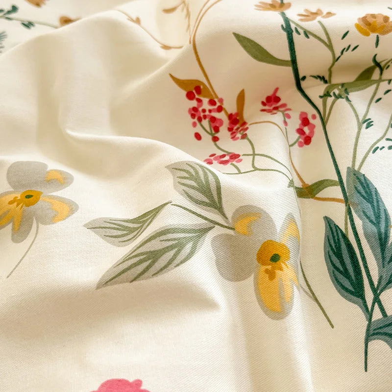 Funda nórdica 100% de algodón, 1 pieza, estampado de flores con cremallera, funda de edredón, manta tamaño King, sin funda de almohada