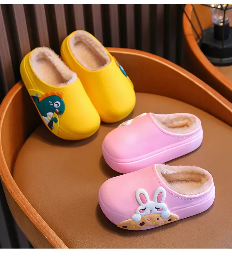 Zapatos de invierno para niños, zapatillas bonitas de dibujos animados, cálidas, impermeables, antideslizantes, para el hogar, para niña, niño, bebé, zapatos de algodón para padres e hijos