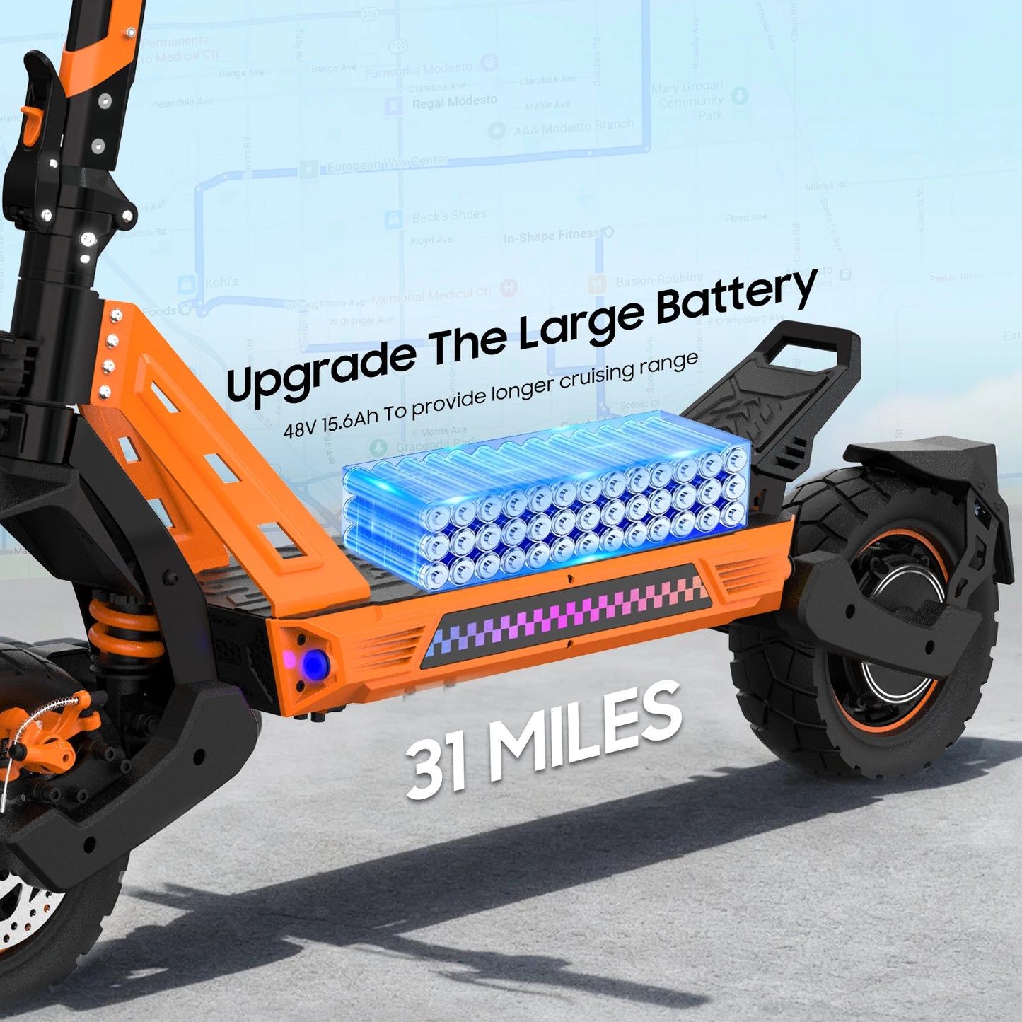 Patinete Eléctrico TOFUN TF3 PRO 1200W con APP, Velocidad Máxima 50 km/h, Autonomía 40-50 km, 48V 15.6Ah, Neumáticos de 10 Pulgadas, 4 Modos, Plegable