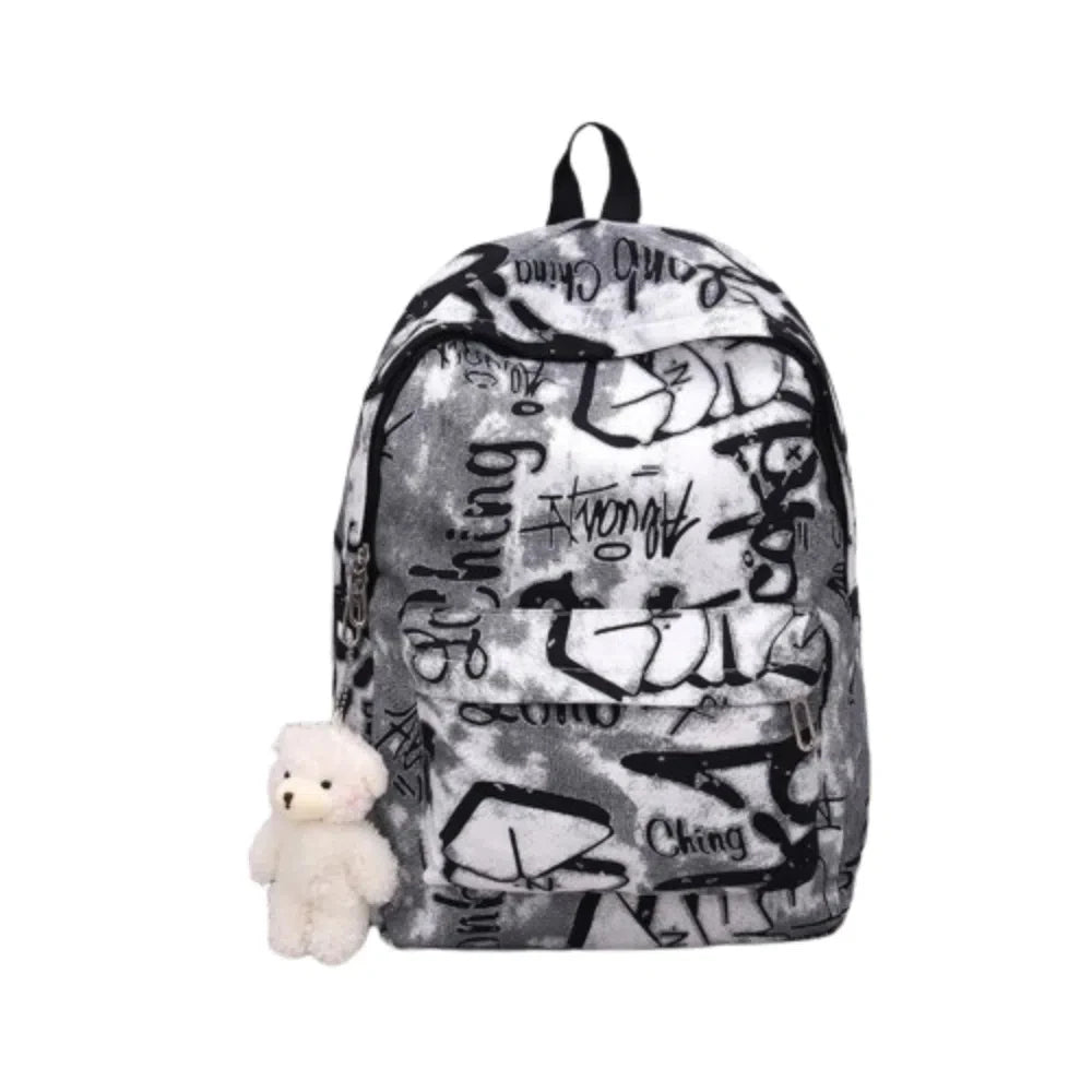Mochila escolar para estudiantes con grafiti de gran capacidad, mochila informal de moda para mujer, mochilas escolares bonitas de dibujos animados para ir al trabajo en niñas