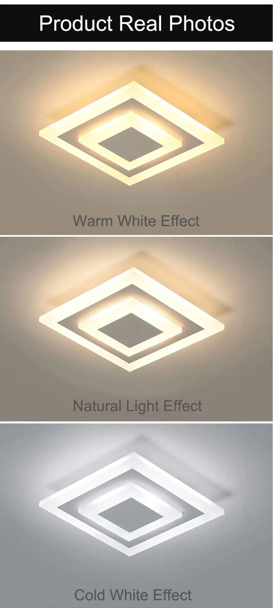 Luz de techo LED moderna para lámparas de pasillo, baño, sala de estar, balcón, iluminación cuadrada redonda, accesorios decorativos para el hogar, envío directo