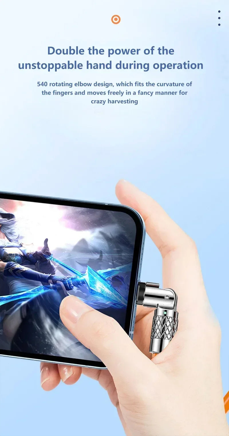 Cable USB tipo C de carga rápida de 120W 7A Cable de codo de rotación de 180 grados para juegos para Xiaomi Redmi Honor cargador de teléfono Cable USB C