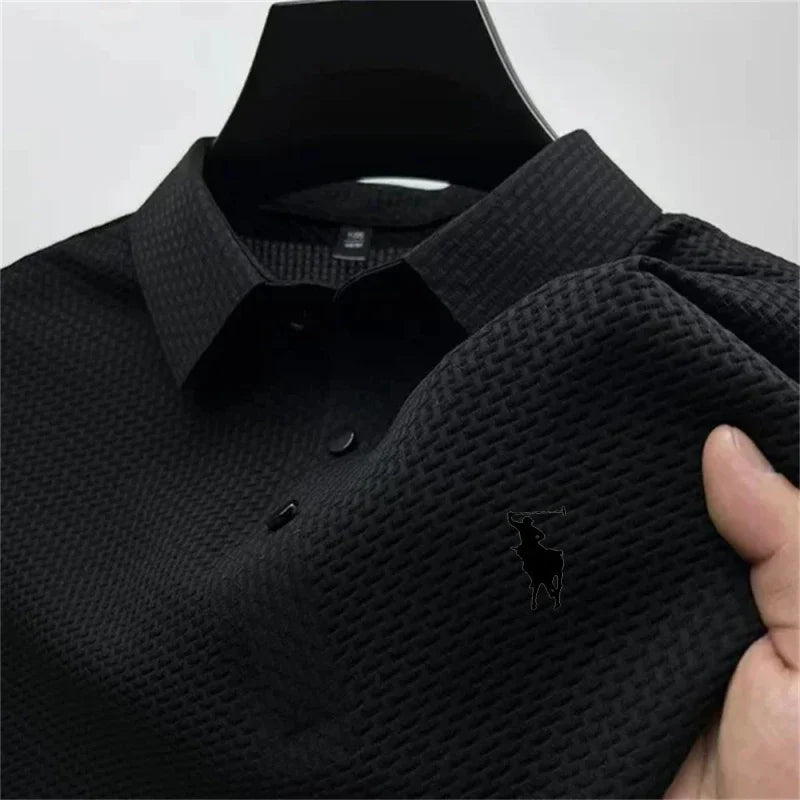 Camisetas de Manga Corta de Seda Helada para Hombre, Verano 2026, Frescas, Transpirables, Estilo Business-Casual, Polo Versátil