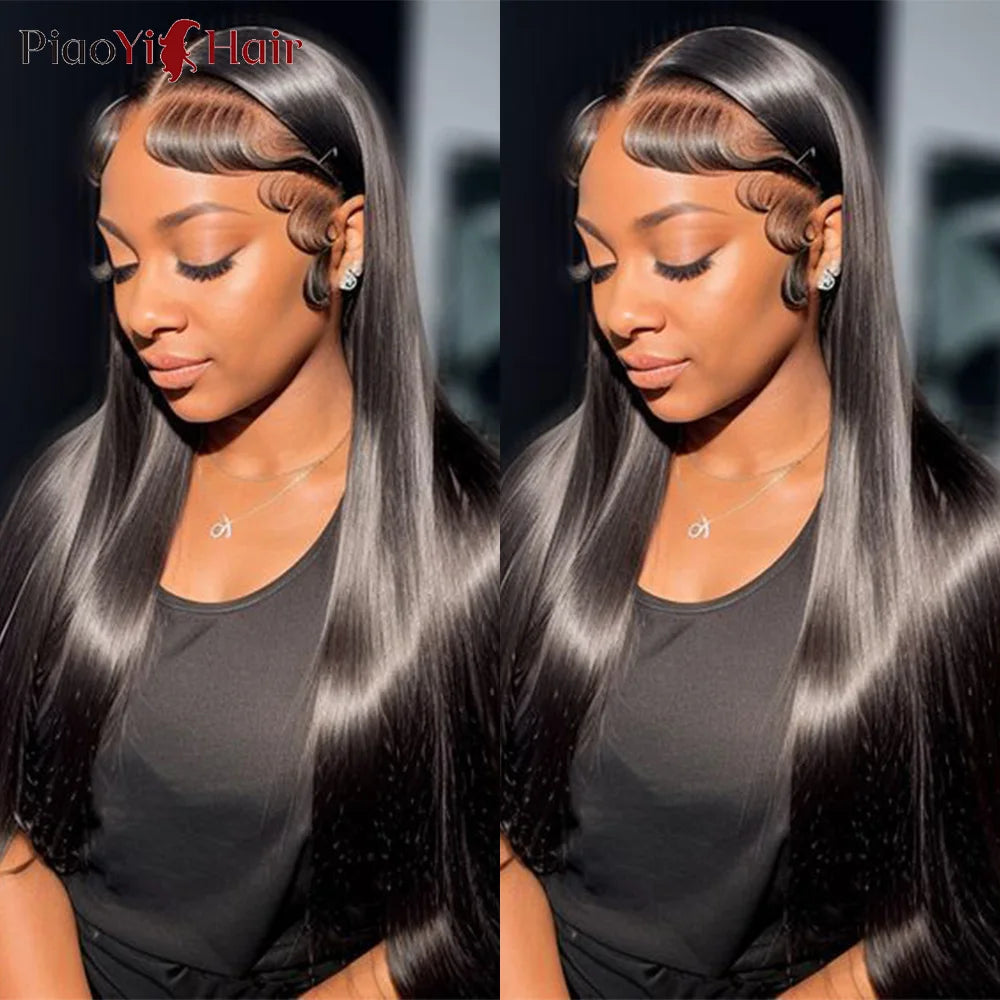 Peluca de cabello humano con encaje Frontal HD 13X6 de 30 pulgadas, peluca Frontal de encaje transparente HD recta, cabello humano brasileño de 210% de densidad