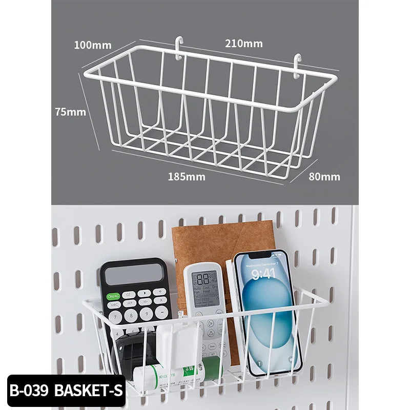Kit organizador de pared combinado con tablero perforado DIY: paneles colgantes modulares, instalación sin perforaciones, ideal para exhibición de pared de habitaciones artesanales