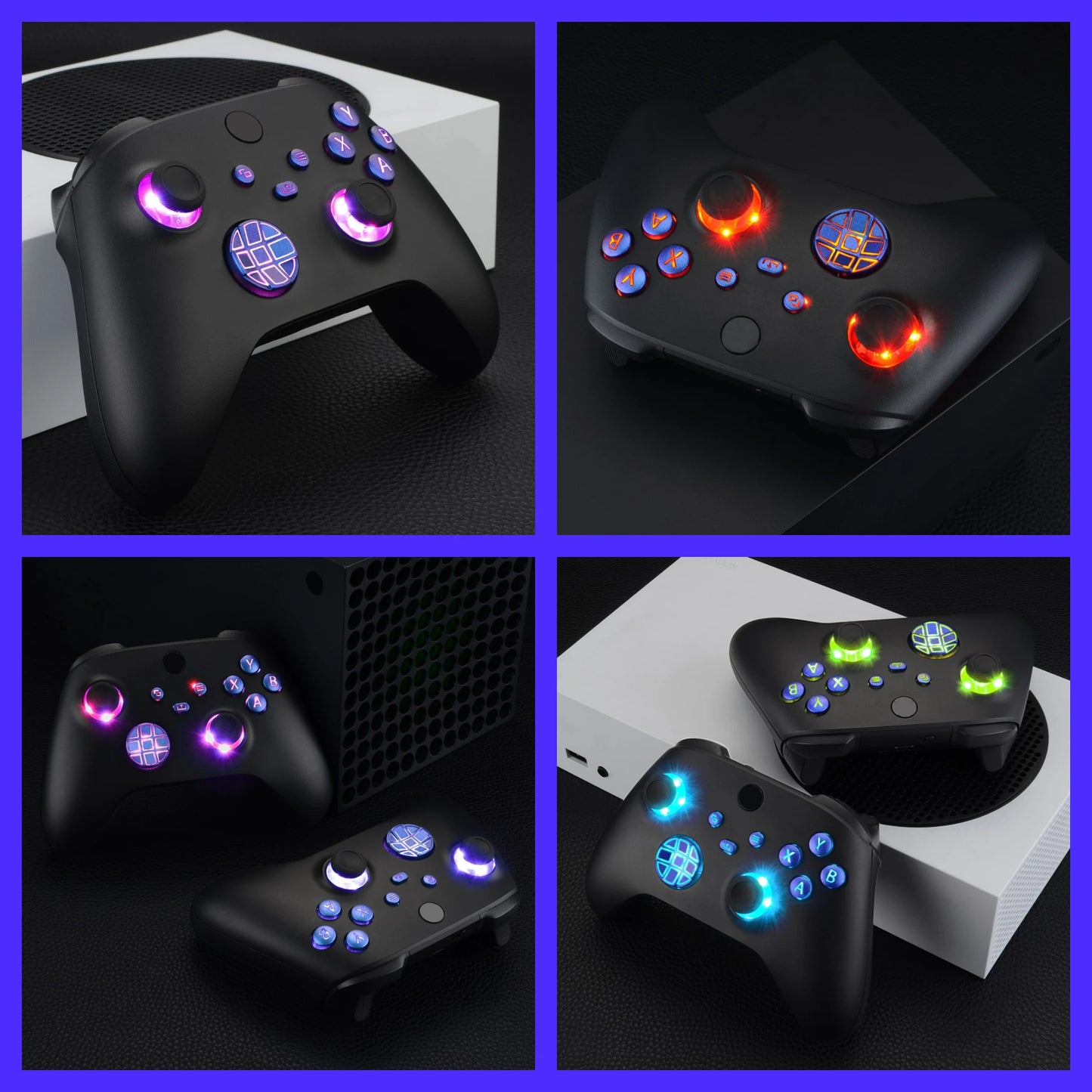 eXtremeRate Kit LED DTF V2 luminoso multicolor para controlador Xbox Series X/S modelo 1914, botones de palanca de mando D-pad