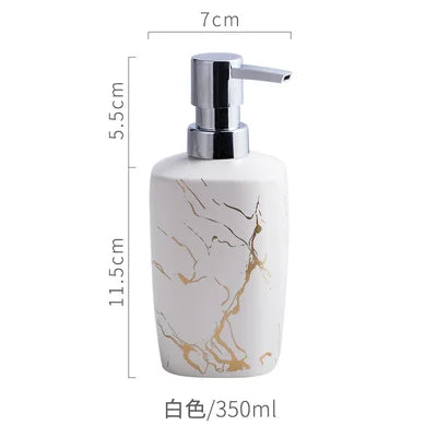 Juego de accesorios de baño de cerámica de mármol negro, dispensador de jabón/soporte para cepillos de dientes, bandeja, suministros para el hogar