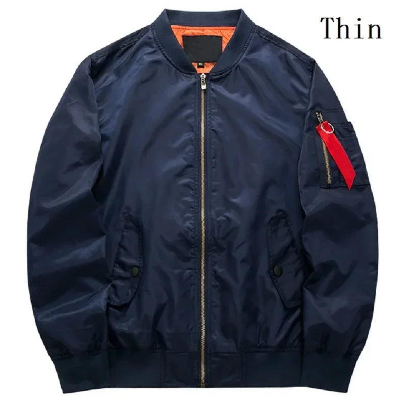 MA-1 chaqueta Bomber de vuelo para hombre, chaquetas informales gruesas y finas con cremallera, abrigo de invierno impermeable para piloto de béisbol, talla grande 8XL