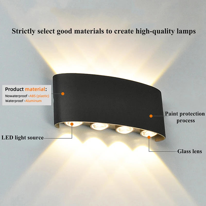 Apliques de pared LED, lámpara moderna para interiores y exteriores, luces blancas de montaje en pared arriba y abajo para decoración de sala de estar, pasillo y dormitorio