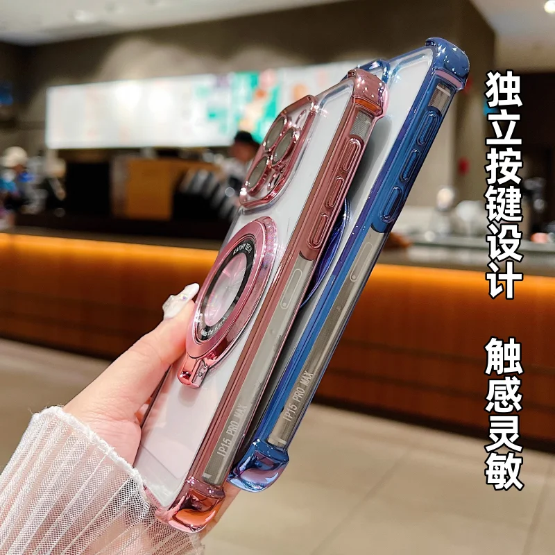Para Realme 15 Pro 5G cuatro esquinas a prueba de golpes funda de teléfono de silicona para Realme15 14 Pro Plus soporte magnético transparente cubierta de TPU